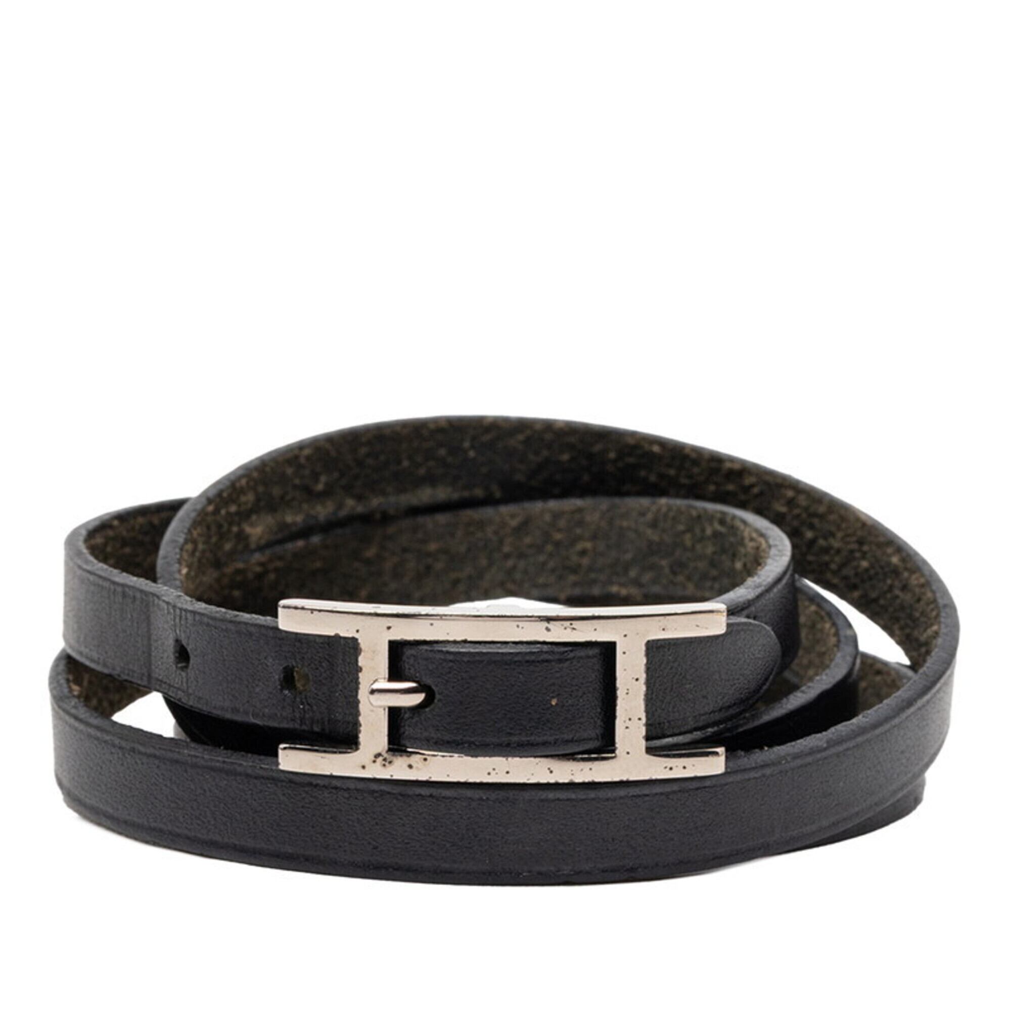 Hermes Api 4-Strand Long Bracelet, Black Leather, Women's.